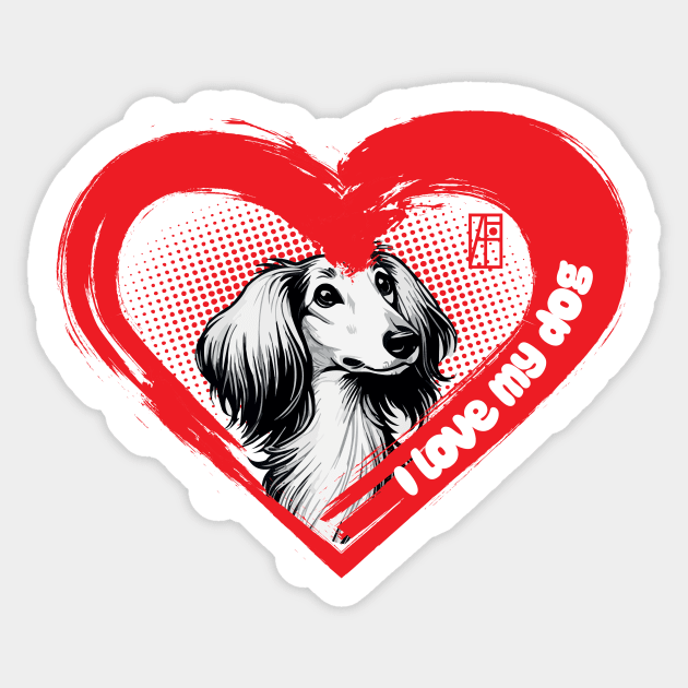 I Love My Saluki - Independent dog - I Love my dog Sticker by ArtProjectShop